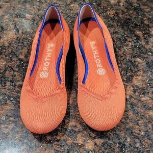 Rothy's Orange Knit Ballet Flats with Blue Trim